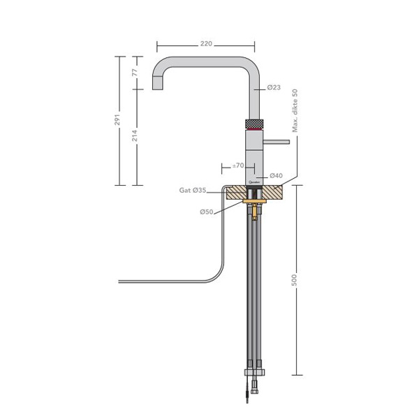 Fusion kokend water kraan Square Chroom | Kokendwatergigant