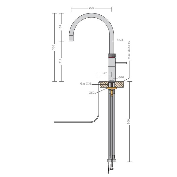 Schotel Knipperen ontspannen Quooker Fusion Round Zwart kokend water kraan met COMBI