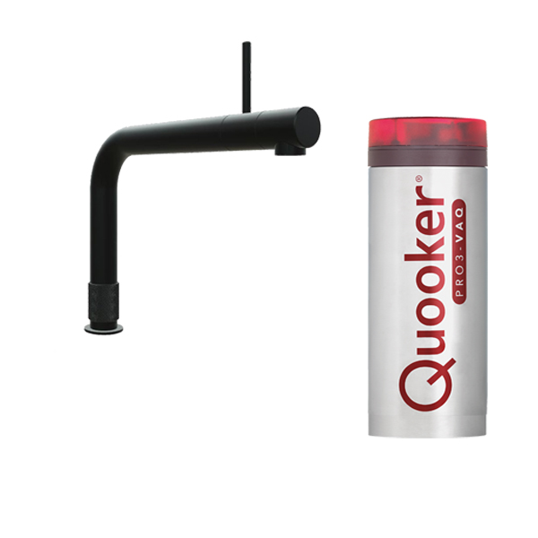 Quooker Front zwart kokend water kraan met PRO3-VAQ. Nieuwste Quooker kraan. De kraan die alles kan. Koud, warm en kokend water. 