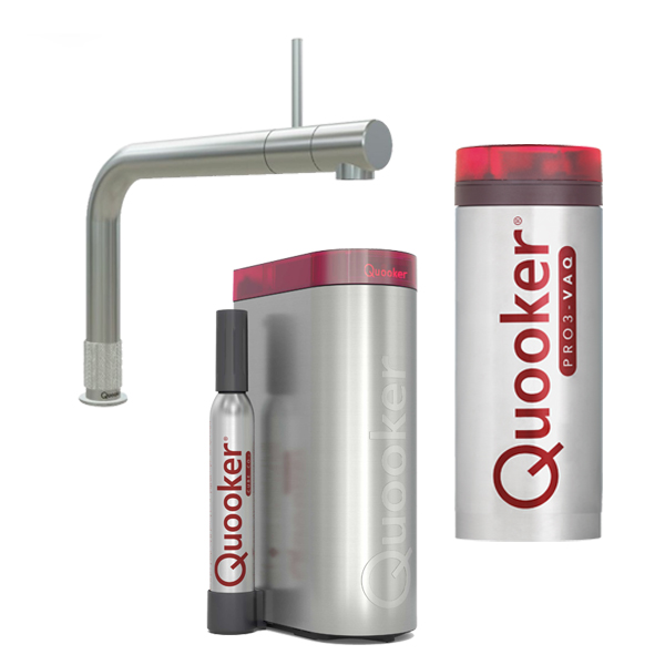 Quooker Front CUBE RVS kokend water kraan| Koud, warm en kokend water, de kraan die alles kan | Bekijk ons aanbod op Kokendwatergigant