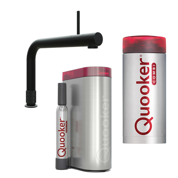 Quooker Front CUBE zwart kokend water kraan. Koud, warm en kokend water, de kraan die alles kan | Bekijk ons aanbod op Kokendwatergigant