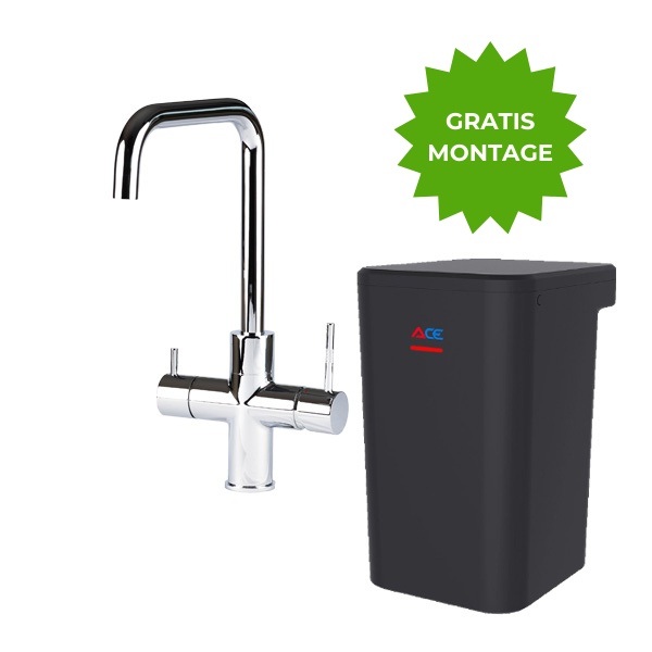 Ace Boil 3-in-1 U-vorm Chroom kokend water kraan vind je bij Kokendwatergigant