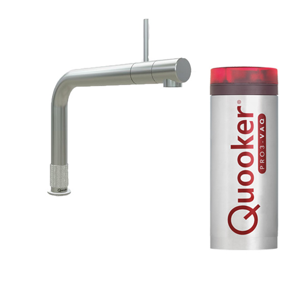 Quooker Front RVS kokend water kraan met PRO3-VAQ boiler. De nieuwste Quooker kraan. De kraan die alles kan. Koud, warm en kokend water in een handomdraai. 