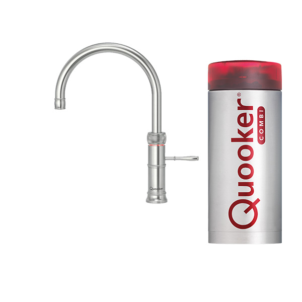 De Quooker Classic Fusion Round RVS met combi boiler, montage mogelijk