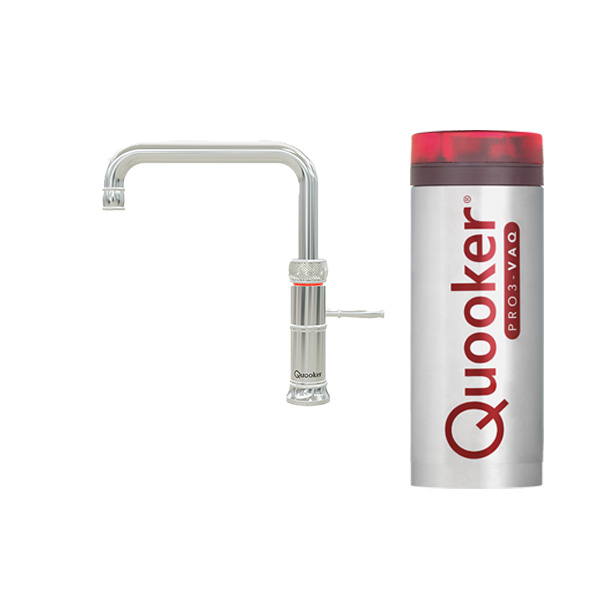 Quooker Classic Fusion Kokend water kraan in Square uitvoering, montage van de kraan is mogelijk