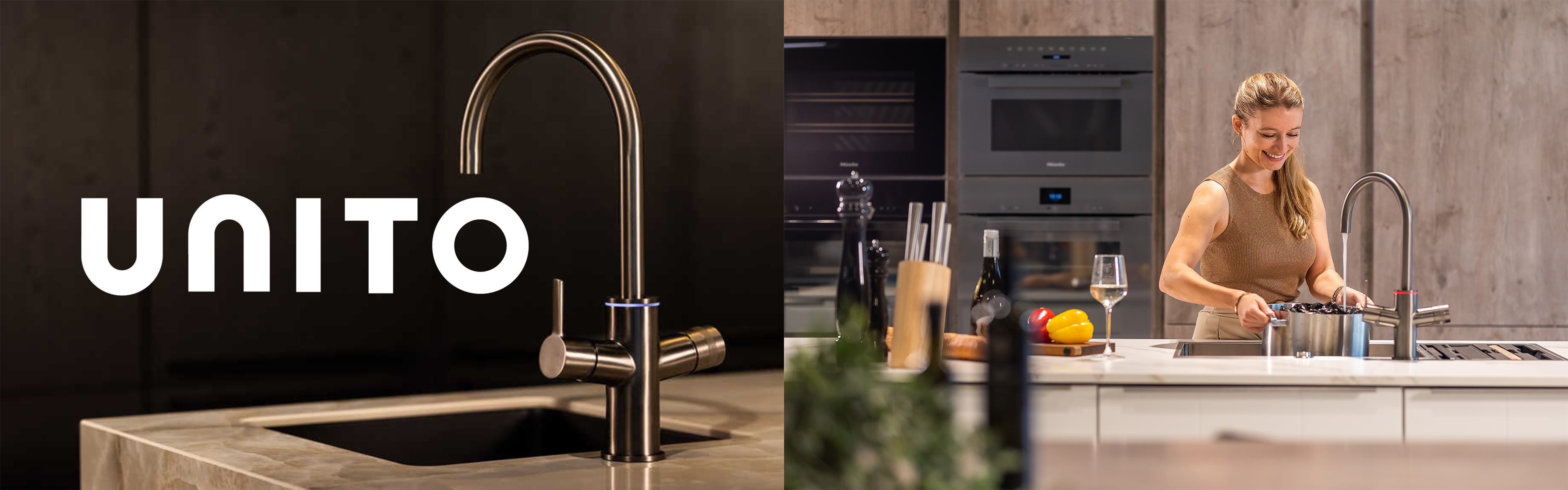 Nieuw in ons assortiment, de Unito kokend water kranen