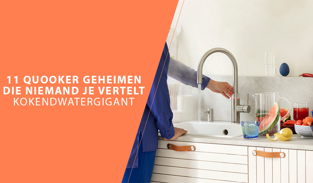 Quooker kokend water kraan in de keuken, met fruit op de aanrecht