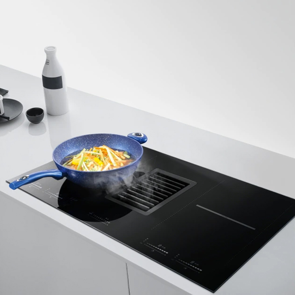 Franke Mythos inductie kookplaat met afzuiging en afvoerset recirculatie plint 10 cm | Energie klasse A+++ ✓ Bestel de zuinigste kookplaat